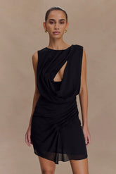 Oria Chiffon Mini Dress - Black