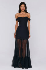 Pretty Lullaby Off Shoulder Maxi Dress Black