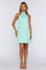 Need This Edit Halter Mini Dress Aqua