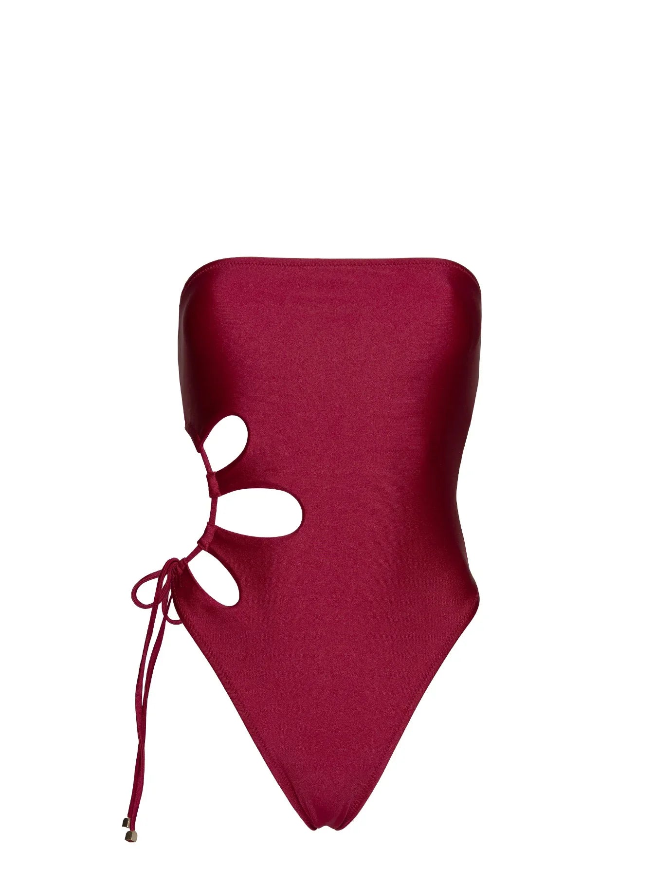 Kosaia Keyhole Tie Side One Piece Burgundy