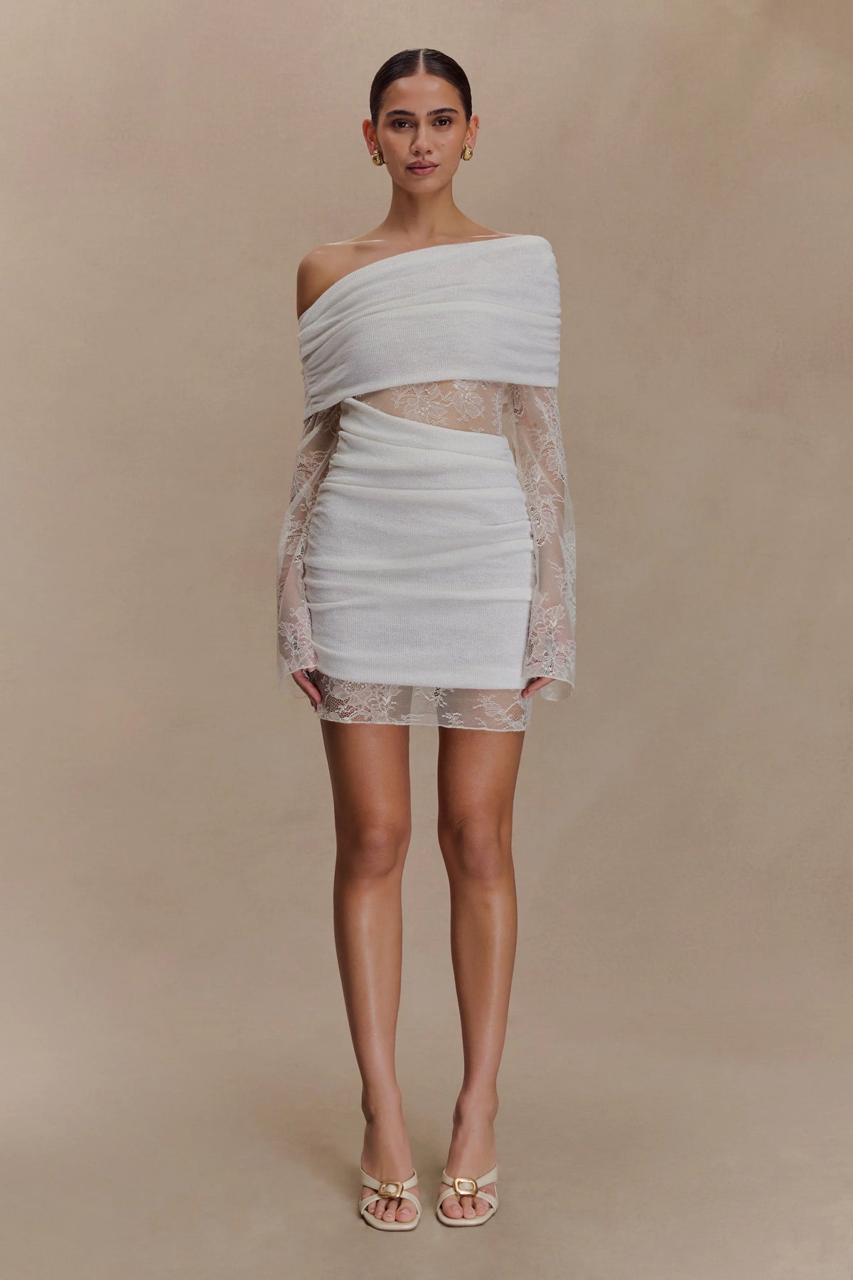 Luxie Lace Knit Mini Dress - Ivory