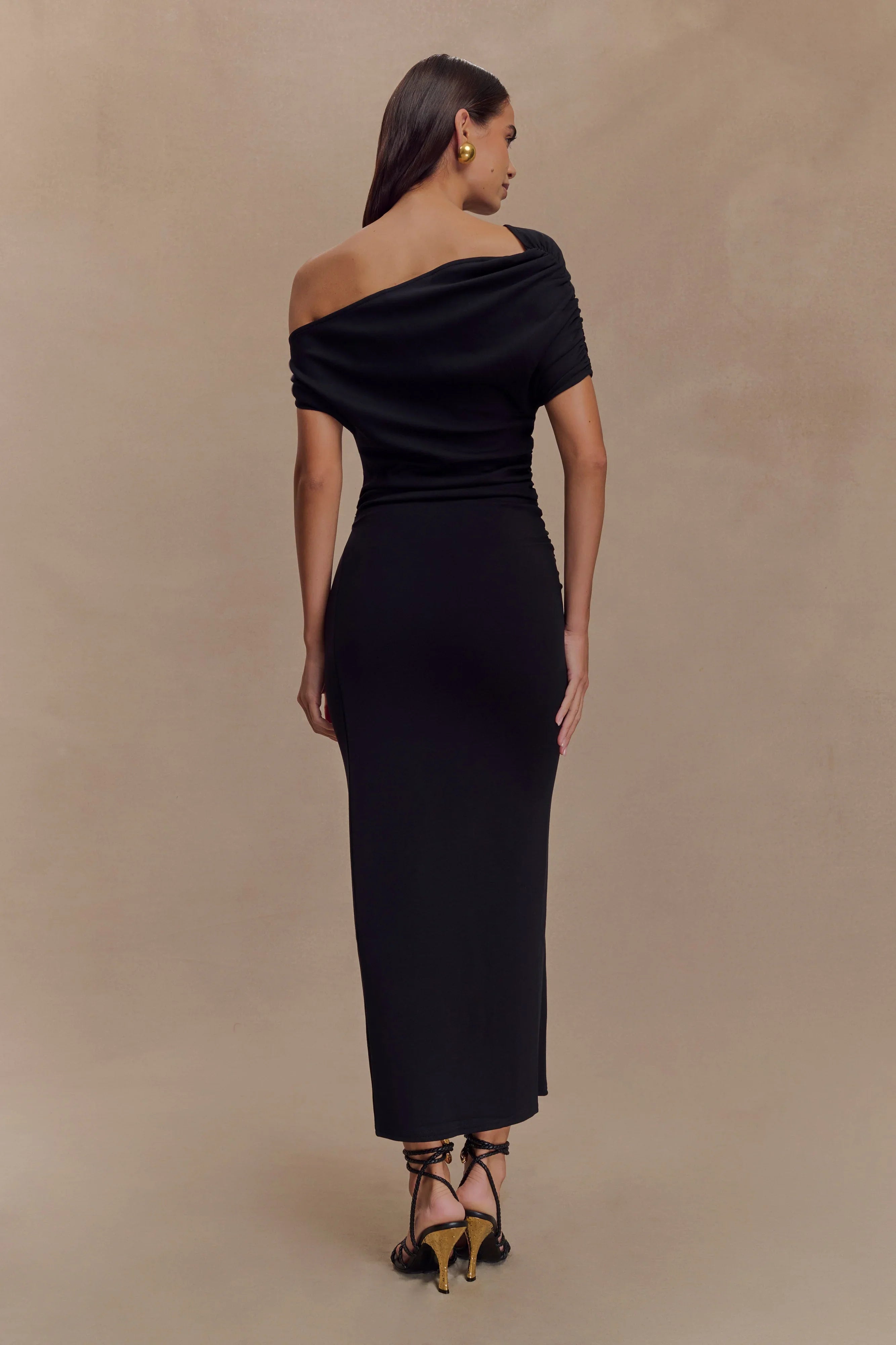 Kendra Scuba Jersey Midi Dress With Hardware - Black