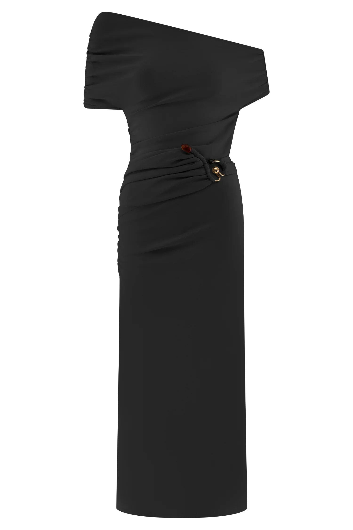 Kendra Scuba Jersey Midi Dress With Hardware - Black